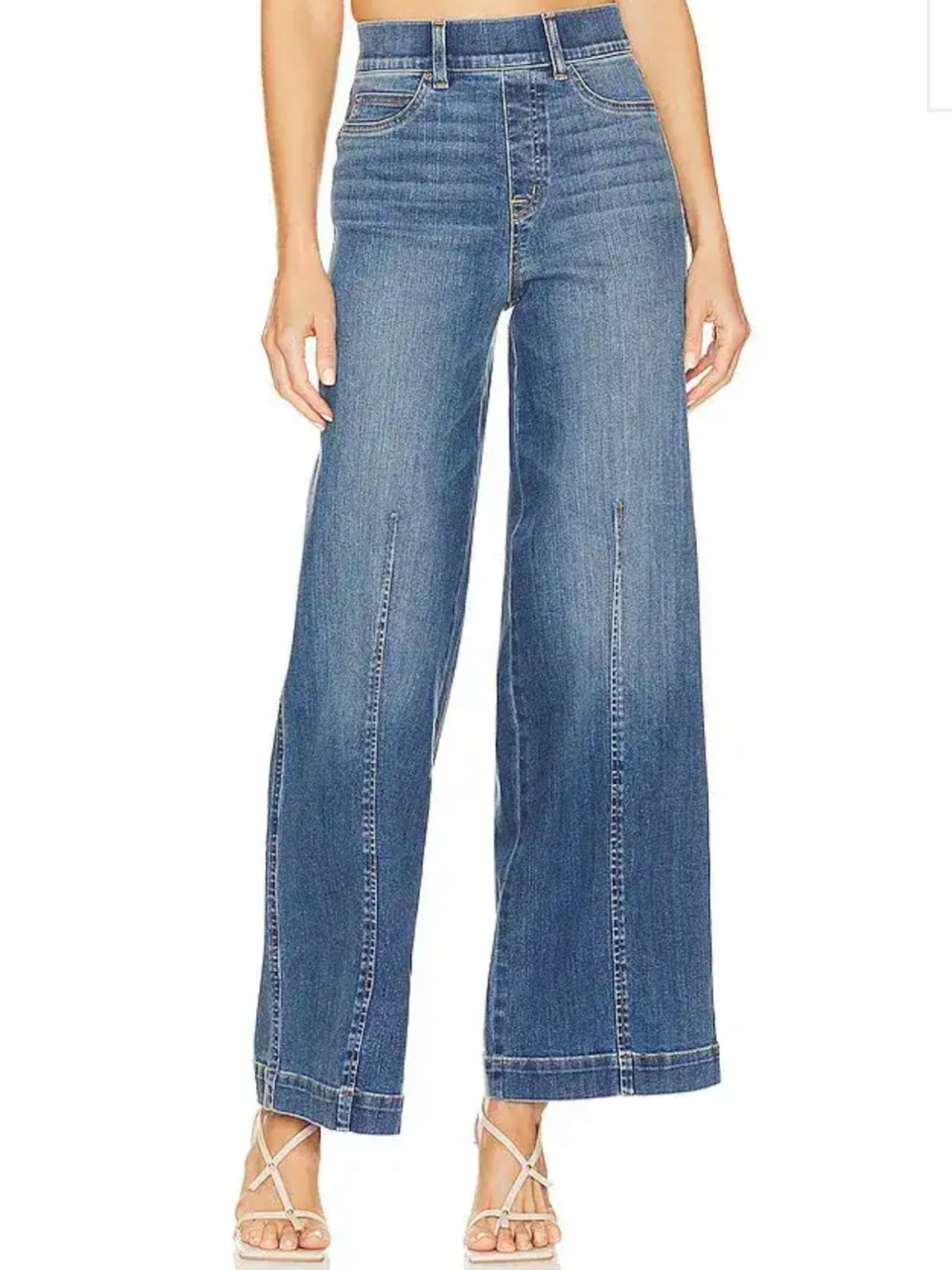 SPANX Front Seam Wide Leg Jeans in Vintage Indigo